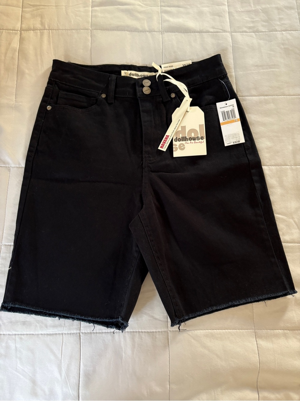 Dollhouse Black High-Rise Bermuda Denim Shorts